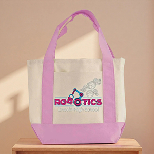 Sac fourre-tout bicolore personnalisé avec logo pour club de robotique du lycée – Sacs promotionnels en gros - Product Image 1