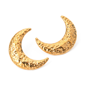 Pendientes de Acero Inoxidable con Baño de Oro PVD de 18k, Resistentes al Agua, con Diseño de Luna y Textura de Lava, Estilo Punk, Gruesos, para <span class=keywords><strong>Chica</strong></span> - Product Image 1