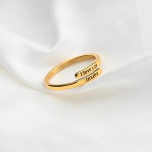 Nouvelle Bague en Acier Inoxydable Plaqué Or, Double Prénom Personnalisé, Cadeau <span class=keywords><strong>de</strong></span> Noë<span class=keywords><strong>l</strong></span> et d'Anniversaire Unique pour Votre Amoureux(se) - Product Image 4
