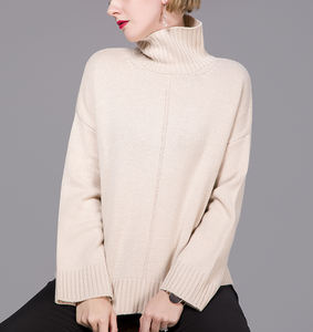 Pulls en cachemire pur tricotés à la machine pour femmes, col roulé classique, épaisseur standard 5gg, pour l'hiver, décontractés, vente en gros - Product Image 4