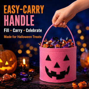 Cesto di caramelle personalizzato in feltro a forma di zucca di Halloween con manico, borsa regalo riutilizzabile <span class=keywords><strong>per</strong></span> feste - Product Image 3