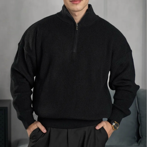 Custom Blank Quarter Zip Sweatshirt Crewneck Cotton Fleece Solid Color Oversized Streetwear High Quality <b>Men</b> Sweatshirt - Product Image 3