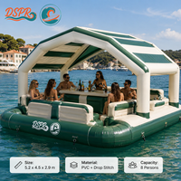 Île flottante gonflable OEM avec banc rembourré, comptoir de bar en PVC, logo personnalisé d'usine, vente en gros, approvisionnement direct