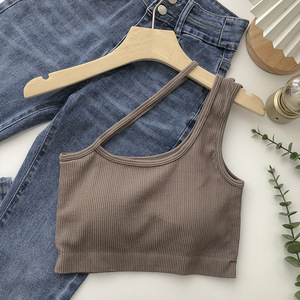 <span class=keywords><strong>Pas</strong></span> <span class=keywords><strong>cher</strong></span> Rib Sexy Une Épaule Femmes Soutien-Gorge <span class=keywords><strong>Sport</strong></span> Casual Accrocher Cou Top Peau Friendly Respirant Séchage Rapide Yoga Soutien-Gorge - Product Image 5