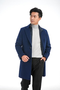 Abrigo MTM, abrigo largo, gabardina de <span class=keywords><strong>lana</strong></span> <span class=keywords><strong>gruesa</strong></span>, <span class=keywords><strong>cuello</strong></span> <span class=keywords><strong>con</strong></span> botones para otoño e invierno, <span class=keywords><strong>cuello</strong></span> vuelto de <span class=keywords><strong>lana</strong></span> personalizado para hombres - Product Image 4