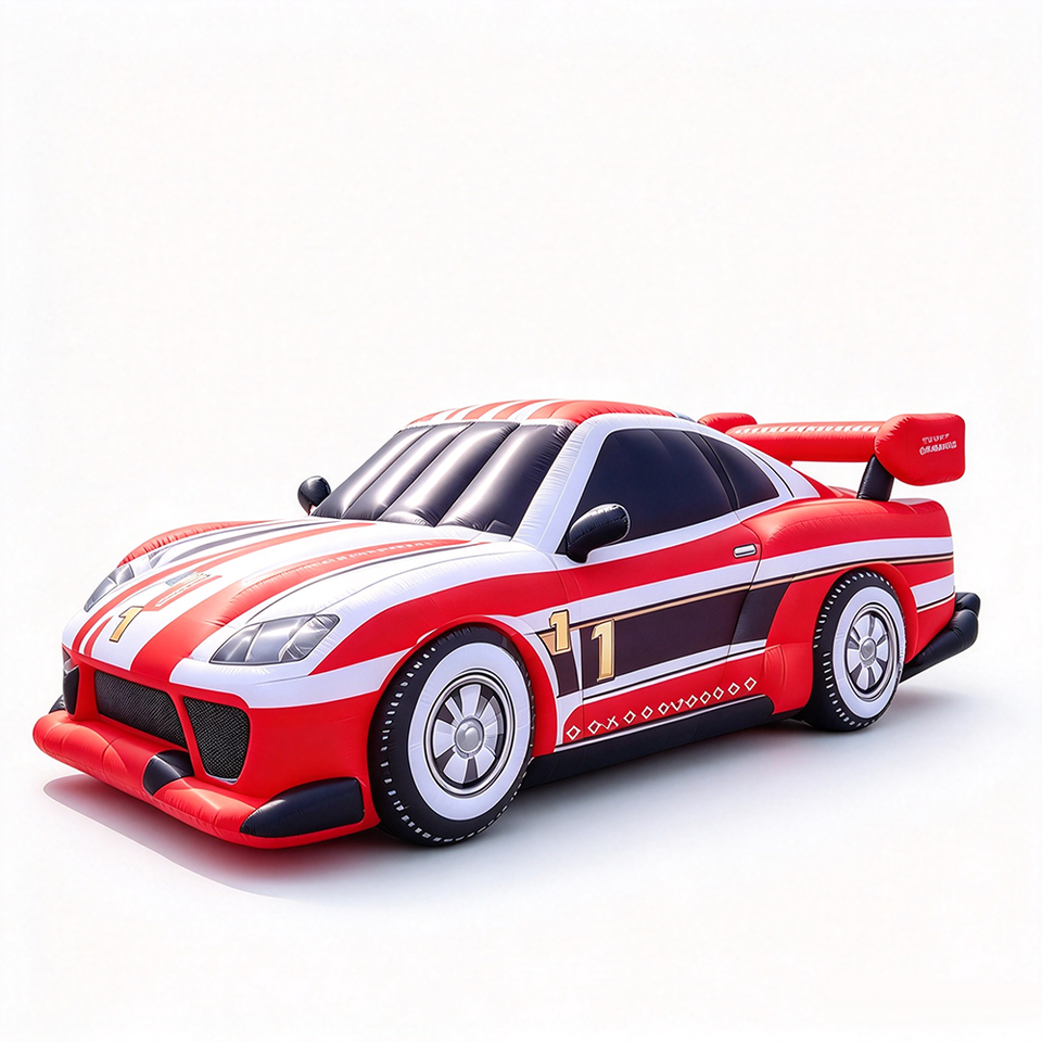 Custom Inflatable Racing Car Model Large Red White UV/Digital Printed ...