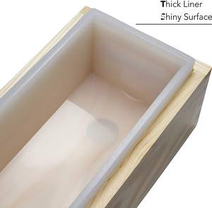 Moule à savon en silicone Moule à pain rectangulaire flexible avec boîte en bois et couvercle en bois Outil de fabrication de savon fait main 2500ml - Product Image 2