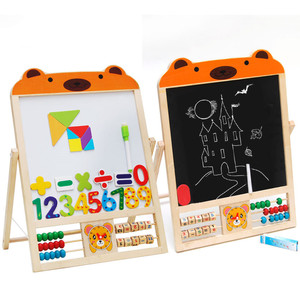 2-in-1 çocuklar eğitim çizim kurulu seti çift taraflı manyetik ahşap şövale Blackboard ile öğrenme ve oyun için standı - Product Image 5