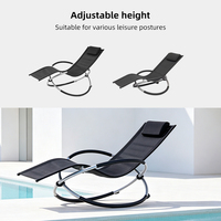Chaise longue inclinable HOMFUL en aluminium réglable avec tissu en maille et coussin pour jardin, terrasse et piscine