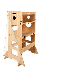 Tour d'apprentissage multifonctionnelle en bois massif pour enfants, tabouret, table à dessin et chaise intégrés, pour les 1-3 ans - Product Image 2