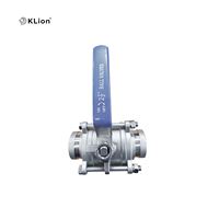 Vanne à boisseau sphérique manuelle OEM KLION RTS Q81F-16P 25P 3 PC en acier inoxydable 304 avec raccord à joint à trois volets (Tri-Clover) pour acides
