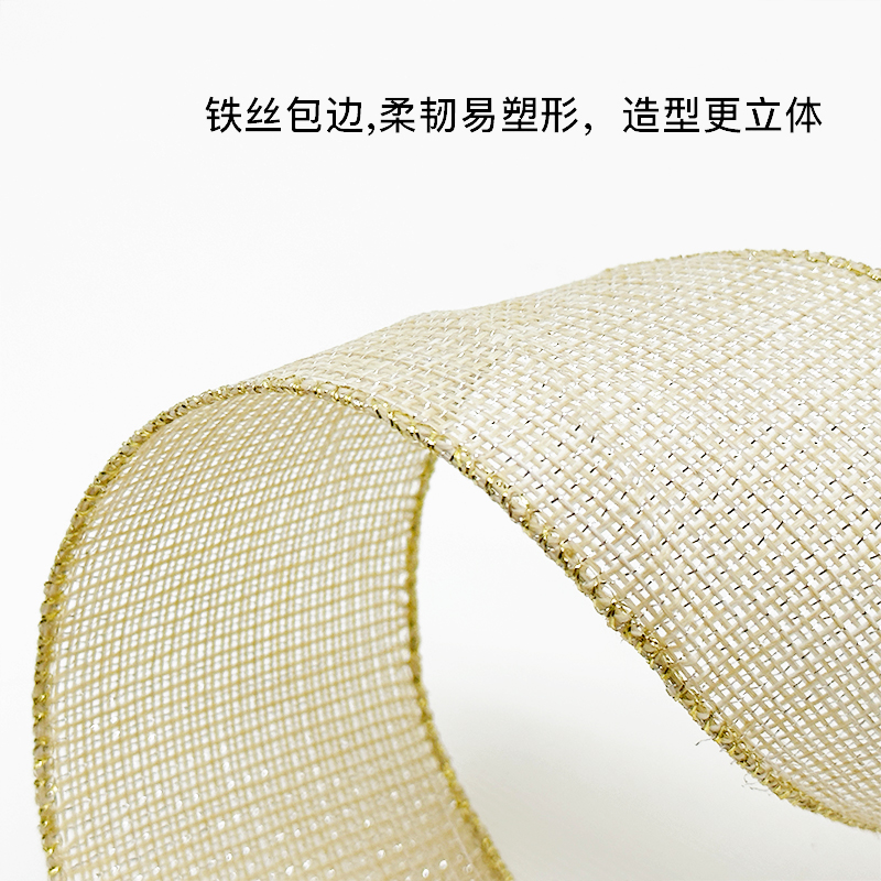 Gordon Ribbons Gold Glitter Decorative Wire Edged Wreath Ribbon for Home Bow Making