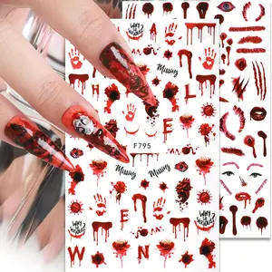 Herbst Nail Art Aufkleber 3D Halloween bunt Punk Schädel Kürbis Nail Art Aufkleber Aufkleber Maniküre Charms