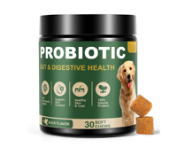 Vente en gros de friandises molles probiotiques pour chiens, soins de santé pour animaux de compagnie, soutien immunitaire, soulagement de la peau et des démangeaisons, soutien digestif et intestinal, soulagement de la diarrhée