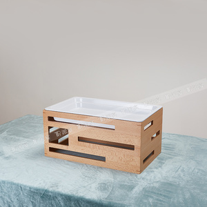 Équipement de restauration 5 étoiles Supports de <span class=keywords><strong>buffet</strong></span> alimentaire en bois multicouche avec poêle en céramique Décoration de salle à manger Risers de <span class=keywords><strong>buffet</strong></span> alimentaire - Product Image 1