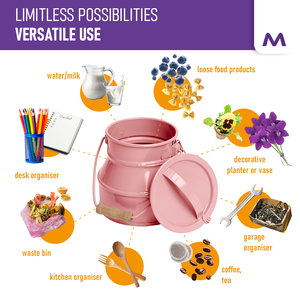 Seau de rangement en tôle d'acier vintage Boîte métallique décorative avec couvercle et poignée de transport 500 ml - Product Image 5