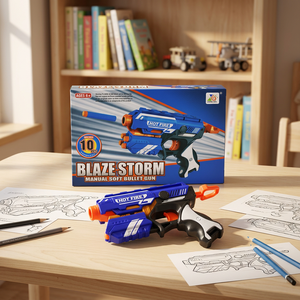 Pistola de Juguete Lanza Dardos Suaves Manual Azul, de Plástico ABS, para Niños, para Fiestas y Juegos - Product Image 4