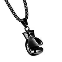 Punk mode minimaliste en acier inoxydable or argent noir haute poli poing ensemble boxe pendentif collier bijoux pour femmes hommes