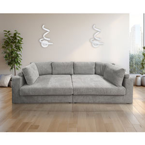 Divano FIRENZE BIG FAMILY a 3 Posti in Tessuto Grigio Chiaro - Product Image 1