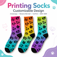 Chaussettes en coton pour femmes, design personnalisé, tricotées, respirantes, imprimées, colorées, animaux de dessin animé, écologiques, imprimées de motifs amusants