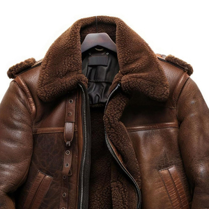 Chaqueta de Piel Auténtica para Hombre con Forro de Borrego, Cierre de Cremallera, Forro de Algodón, Tela de Lona, Colores y Tallas Personalizables, OEM, Primavera - Product Image 5