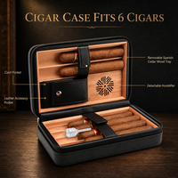 Coffret Humidor de Voyage de Luxe en Cuir et Cèdre Espagnol pour Cigares, avec Briquet, Coupe-Cigares en V et Support, Anti-Humidité, Grande Capacité
