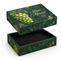 Boîte cadeau rigide personnalisée pour raisins Shine Muscat, emballage de fruits de qualité supérieure, couvercle et base à motif peinture à l'huile, vente en gros