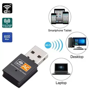 Ac 600Mbps 2.4G/5GHz Card mạng Wifi Dongle USB 2.0 Wifi Adapter cho PC máy tính xách tay máy tính