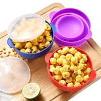 Conteneur chauffant pour pop-corn, compatible micro-ondes, en silicone de qualité alimentaire, pliable, avec couvercle