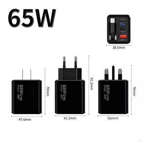 เครื่องชาร์จ 65W GAN พอร์ต USB ประเภท C สายเคเบิลแบบพับเก็บได้ในตัวเครื่องชาร์จจอแสดงผลดิจิตอลสำหรับแท็บเล็ตไอโฟน - Product Image 1