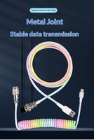 Kabel Data Tipe-C Keyboard Mekanik yang Dapat Dilepas dan Ditarik, Konduktor Tembaga Murni Nylon, Kabel Pegas Aviation Plug, E-Sports