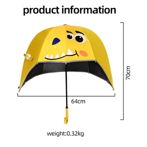 Children's Cartoon Semi-<b>Automatic</b> Black Coating All-in-One Safe Reflective Strip Sunshade Straight <b>Umbrella</b> Back to School - Product Image 4
