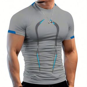 Custom Wholesale Running Fitness Printing Summer Casual Clothing Muscle Fit Sports Mens Active Wear Set Gym <b>T</b> Shirt Men Fitness - Product Image 3