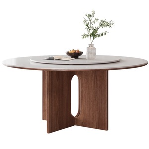 Bàn ăn tròn màu óc chó tối, bàn ăn gỗ nguyên khối, gỗ tần bì, nội thất nhà hàng gia đình, hiện đại đơn giản, màu óc chó, thiết kế - Product Image 6