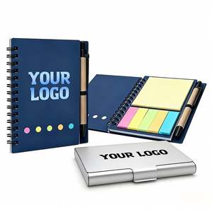 Wholesale Sticky Notes Page Marker Colored Index Tabs Flag Promo Business Gift Kraft Paper Cover <b>Small</b> Pocket <b>Notebooks</b> with Pen - Product Image 1