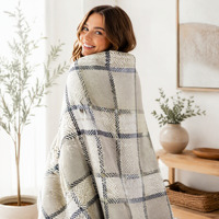Plaid de luxe en polaire Sherpa antistatique 100 % polyester, double face, épais, chaud, en flanelle, réversible, doux et moelleux, pour canapé, lit, maison et voyage