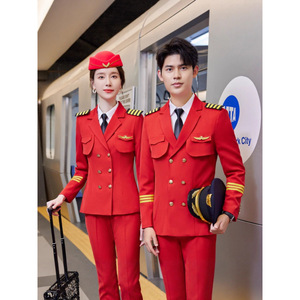 Unisex Flight Attendant Three-Piece Suit Set Long Sleeve Uniform For Work Commuting Autumn Winter Stewardess Uniform - Product Image 2