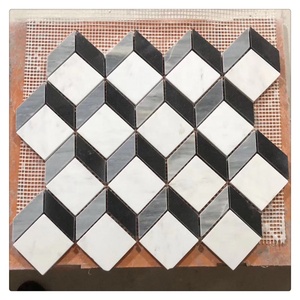Carrelage de mosaïque de <span class=keywords><strong>géométrie</strong></span> Carlyle Carrelage carré en marbre blanc de Carrare aiguisé - Product Image 3