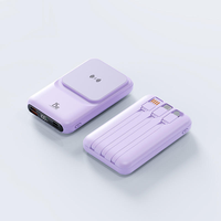 Batterie externe portable OEM 10000mAh pour téléphone, charge magnétique sans fil 15W, charge rapide, écran LED, câble intégré USB Type-C