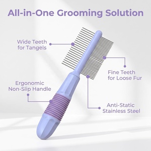 Peine de acero inoxidable largo y corto al por mayor para eliminar el pelo enredado con función desenredante - Product Image 2