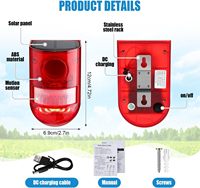 Alarma de Seguridad con Sensor de Movimiento Solar, Repelente de Plagas, Sirena Fuerte de 129dB con 6 Luces LED Estroboscópicas, Disuasor de Animales para Exteriores