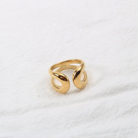 Bague en or massif, plaquée or véritable 14 carats, anneaux ouverts imposants, double couche, polissage élevé, empilable, épaisse, pour femmes et hommes