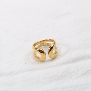 Anel Chunky Dourado 14K com Revestimento de Ouro <span class=keywords><strong>Real</strong></span>, Anéis Abertos de Declaração, Camada Dupla, Acabamento Alto, Anel Empilhável Grosso para Mulheres e Homens - Product Image 1