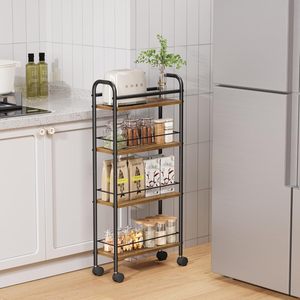 Storage Cart 4 Tier Metal Rolling Shelf With Wheels For Kitchen Bathroom Laundry Organization - Product Image 2