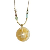 Pendentif de paix en agate, calcédoine et cuivre, motifs de dragon Pixiu colorés, ornement porte-bonheur, collier ethnique de style chinois