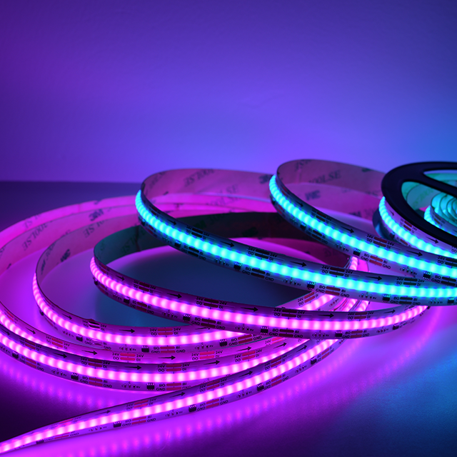 Dam Type RGBIC Digital Pixel LED COB Strip DC24V 672LEDs 32 Pixels COB Strip Lights for Decorations