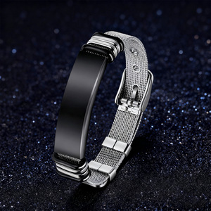 European American New Stainless Steel <b>Beaded</b> <b>Bracelet</b> Unisex Adjustable LOGO Personalized Couple's Wrist Accessories Zircon - Product Image 3