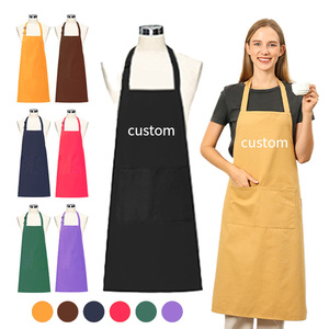 Hot Bán Nấu Ăn Tùy Chỉnh In Bông Vải Biểu Tượng Đầy Đủ Chiều Dài Bib Phụ Nữ Dài Tạp dề Với Hai Túi - Product Image 2