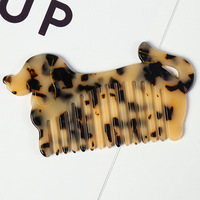 Peine de dientes anchos de acetato en forma de perro bonito de gran oferta, desenreda y alisa el cabello con adorable logotipo personalizado