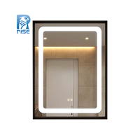 Cermin Pintar Modern Persegi Berbahan Aluminium Alloy dengan Layar Sentuh dan Sakelar Sensor LED, Cocok untuk Kamar Mandi Hotel, Ruang Tamu & Salon (Promo)